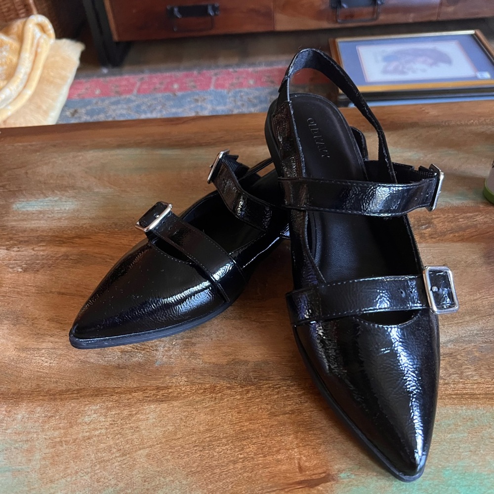 🥿 Old Navy Patent Buckle Strap Flats Y2K — Black — Sz 9.5